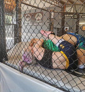 An image of two wrestlers training.